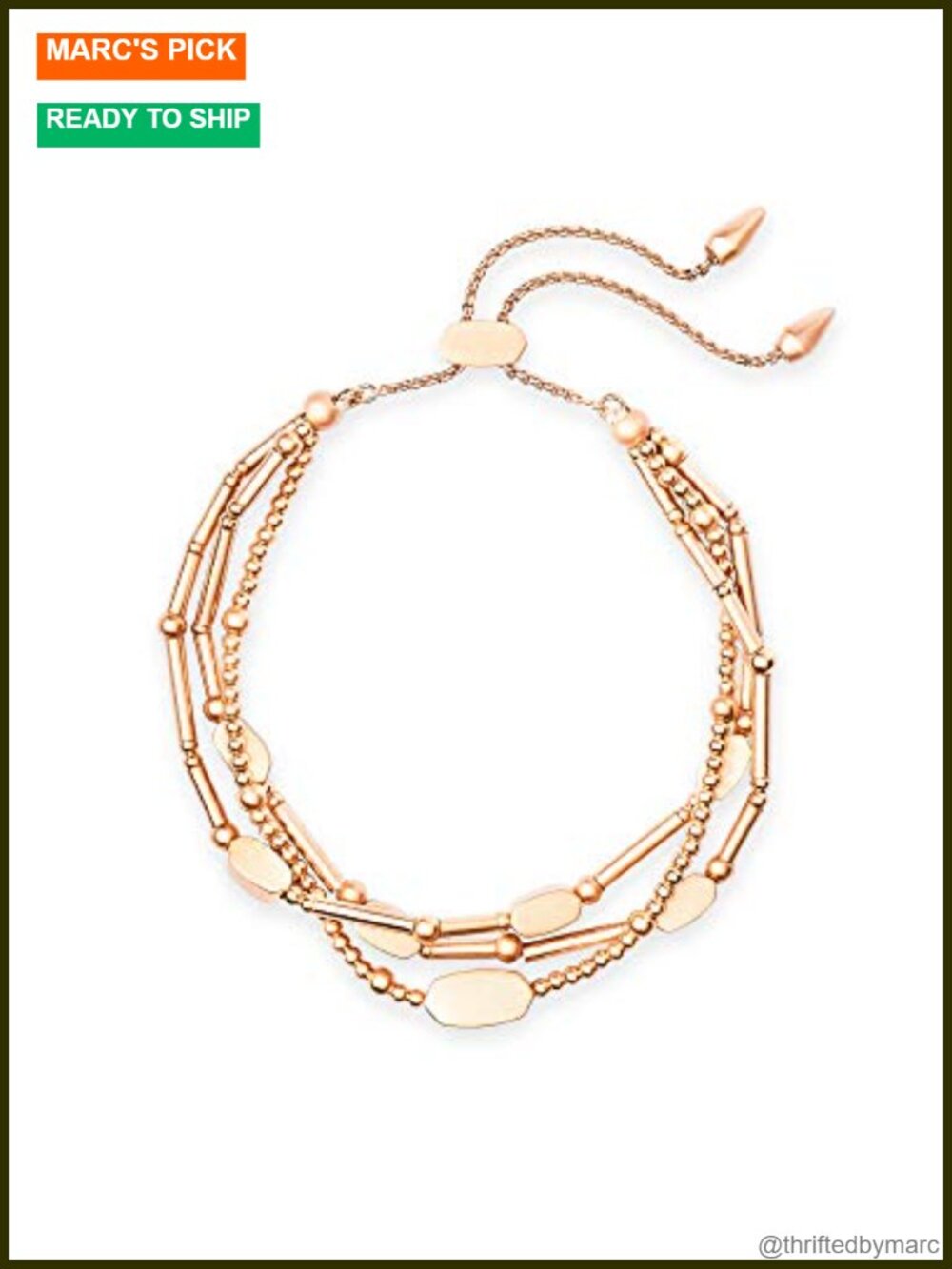 Kendra Scott Chantal Beaded Bracelet Rose Gold Plated Brass Crystal